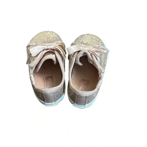 Keds Pink Glitter Ribbon Lace Velcro Sneakers Size 2 - Picture 3 of 7